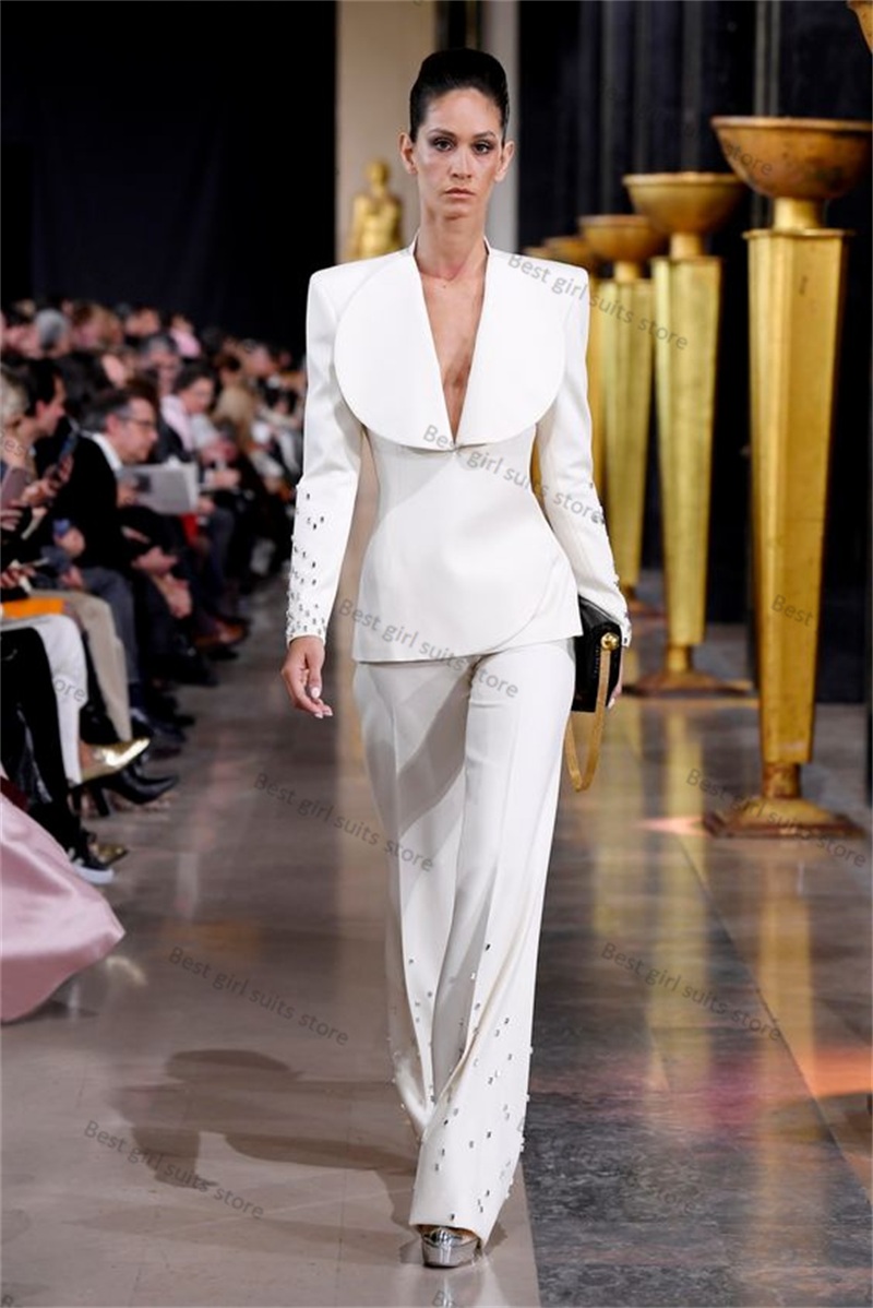 Women Formal Wear Tailor - Элегантный белый женский костюм, комплект из