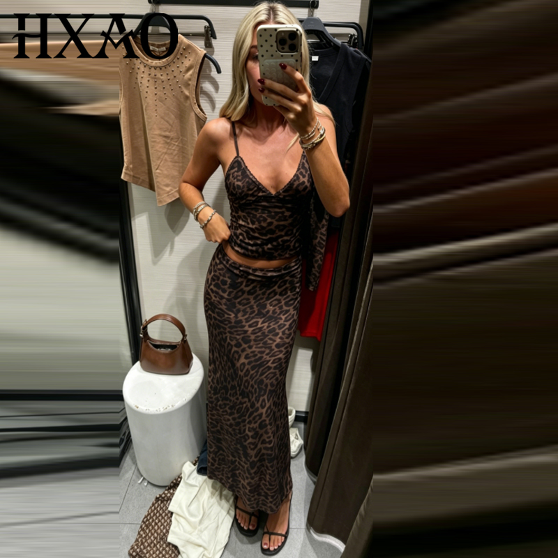 Women Formal Wear For Summer - Комплект HXAO: тюлевая юбка с леопардовым