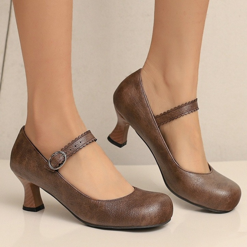 Women Formal Wear Shoes - Женские ретро-туфли Мэри Джейн с круглым