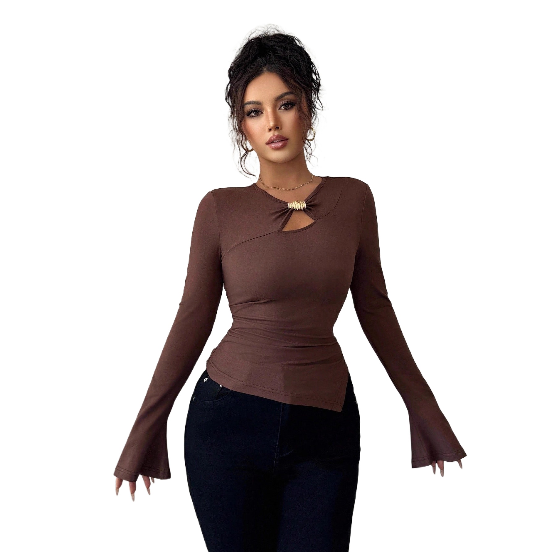 Women Formal Wear Xxl - Осень-зима 202, новое асимметричное полое металлическое