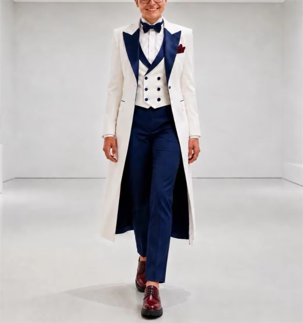 Women'S Formal Wear Wedding - Темно-синий с белым женский пиджак-костюм: элегантный,