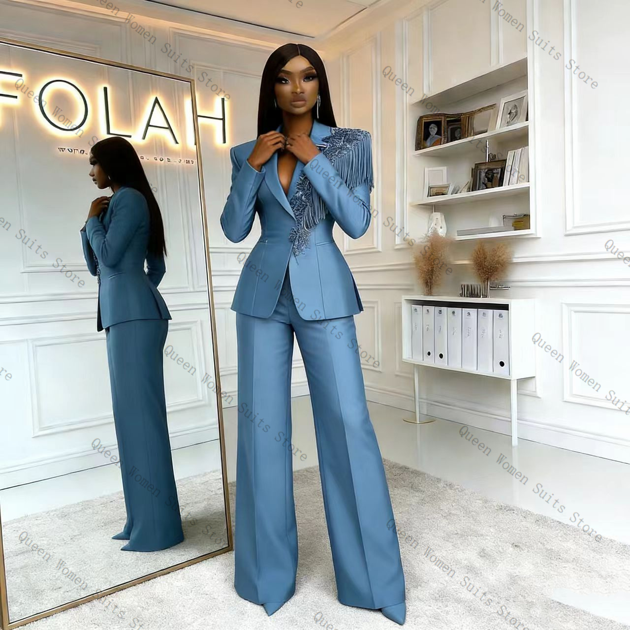 Костюм женский синий с бахромо – обзор и цена Women Formal Wear Trousers
