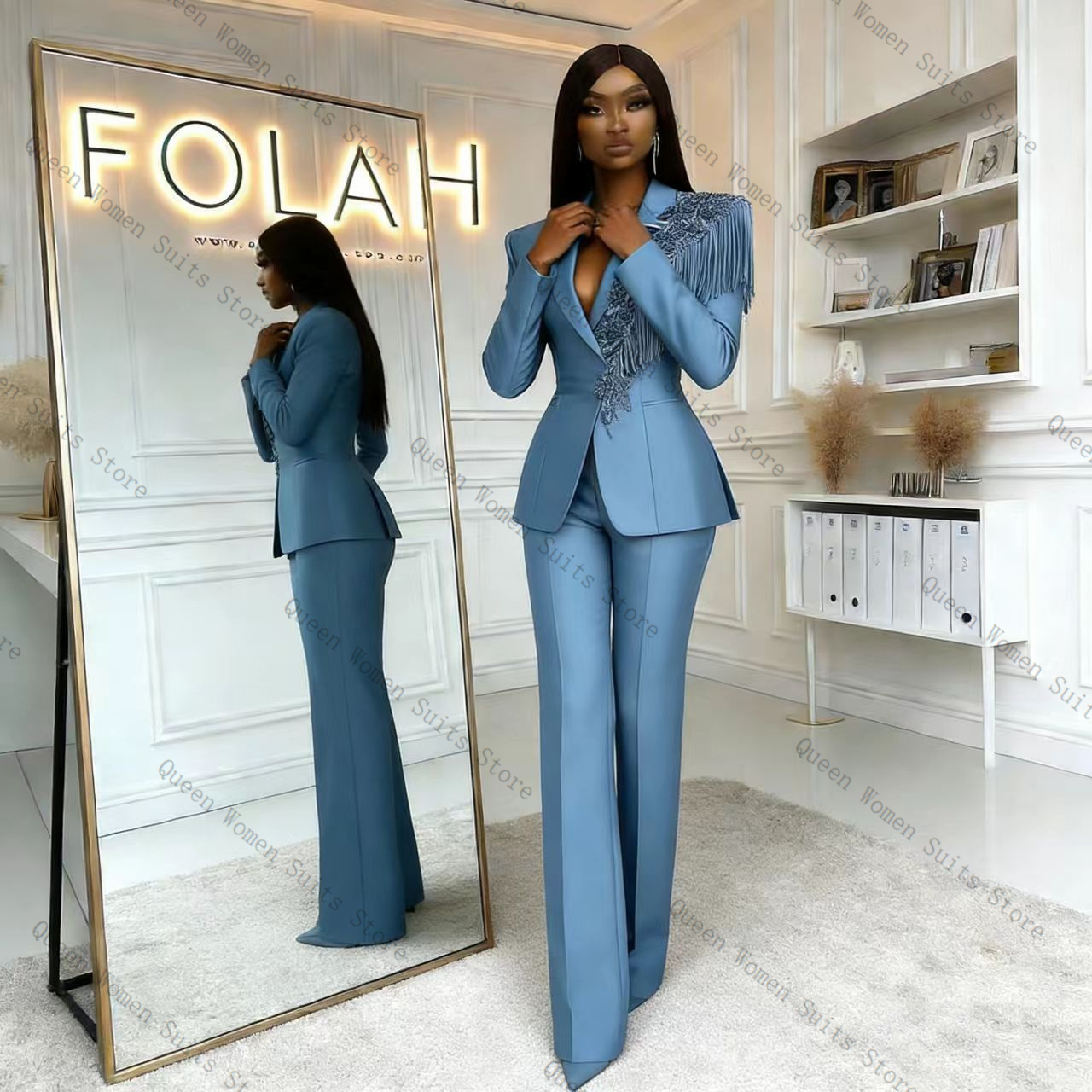 Костюм женский синий с бахромо – обзор и цена Women Formal Wear Trousers