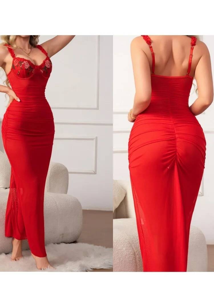 Красное платье со рюшами и бре – обзор и цена Women Formal Wear H&M